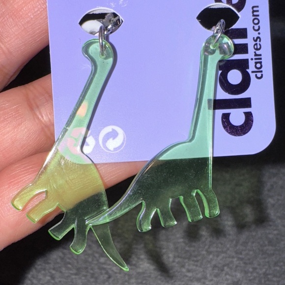 CLAIRES- NWT Green Dinosaur Clip on Earrings - Picture 4 of 5